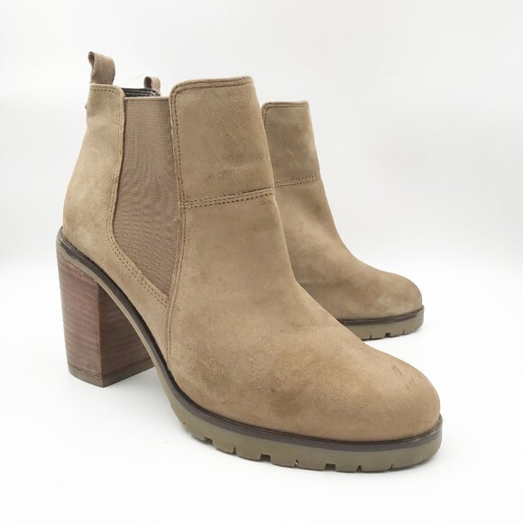 CREVO Alicia Chelsea Hiker Block Heel Dark Taupe Boots Ankle Booties Womens 8 - Picture 1 of 11